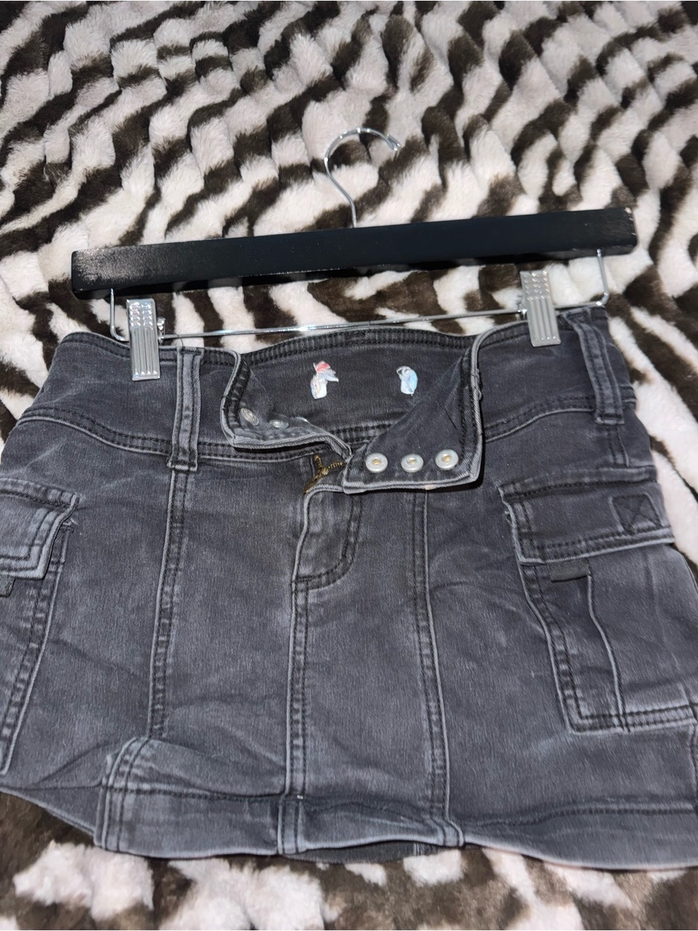 Bdg Charcoal Utility Mini Skirt with Button Front - Picture 2 of 3